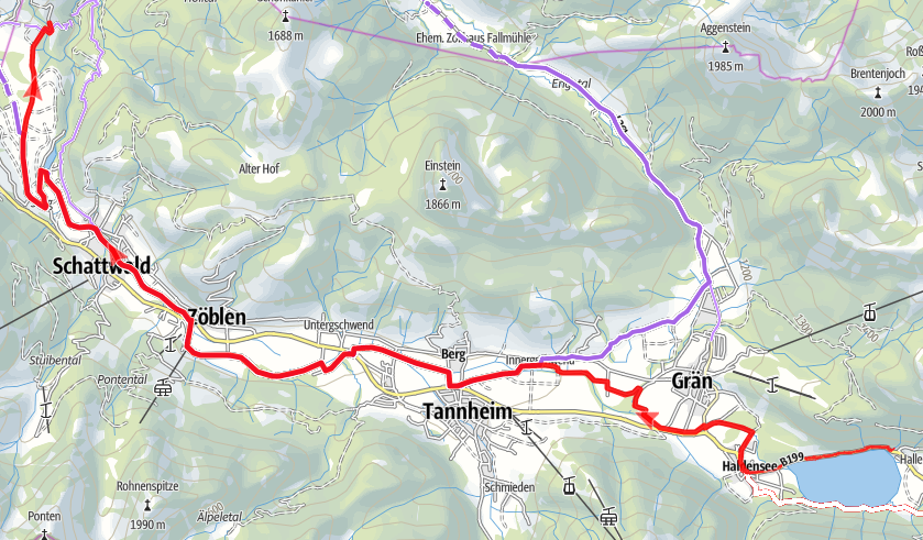 Der Radwanderweg vom Haldensee nach Tannheim